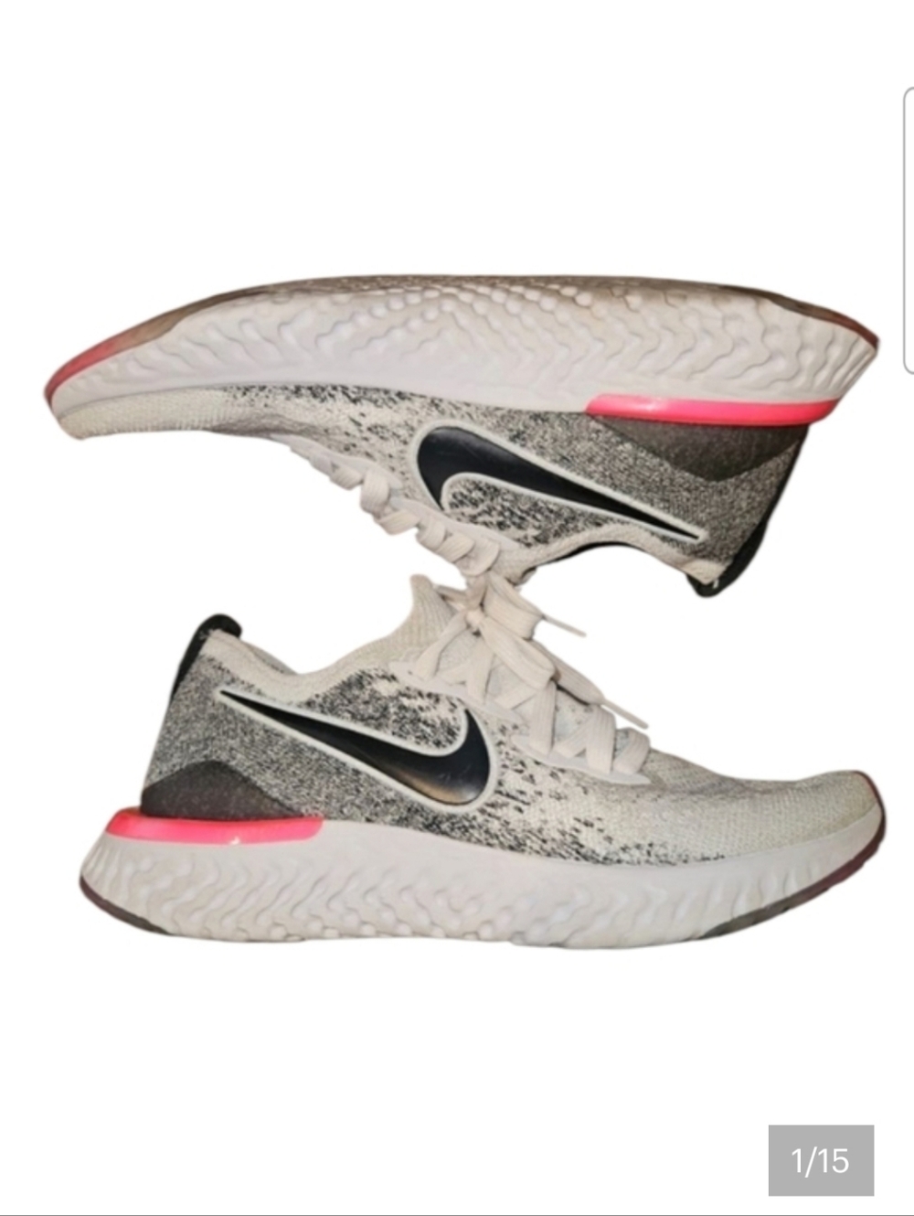 Nike Epic React Flyknit Women's Size 7 Oreo Pink Athletic Shoes Running Sneakers
